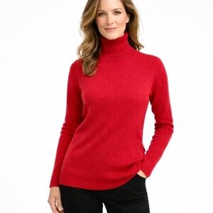 Ralph Lauren Red Cashmere Merino Angora Wool Turtleneck Sweater M